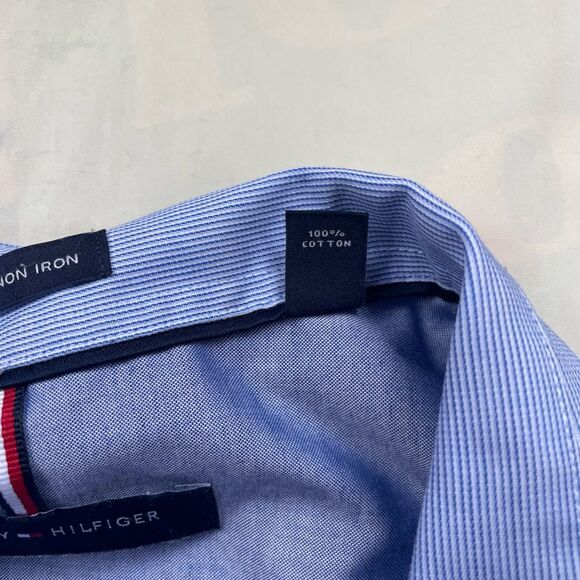 Tommy Hilfiger Mens Dress Shirt Slim Fit Non Iron 15.5 32/33 Blue - Picture 12 of 12